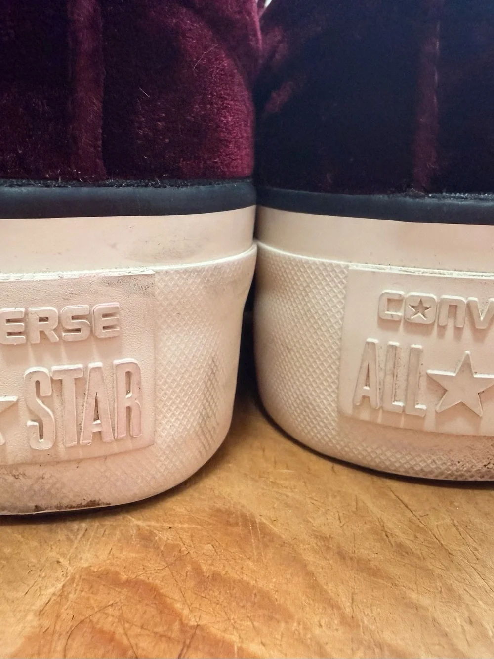 Converse, One Star, Velvet Ox Blood Platform Sneakers, sz 6.5
